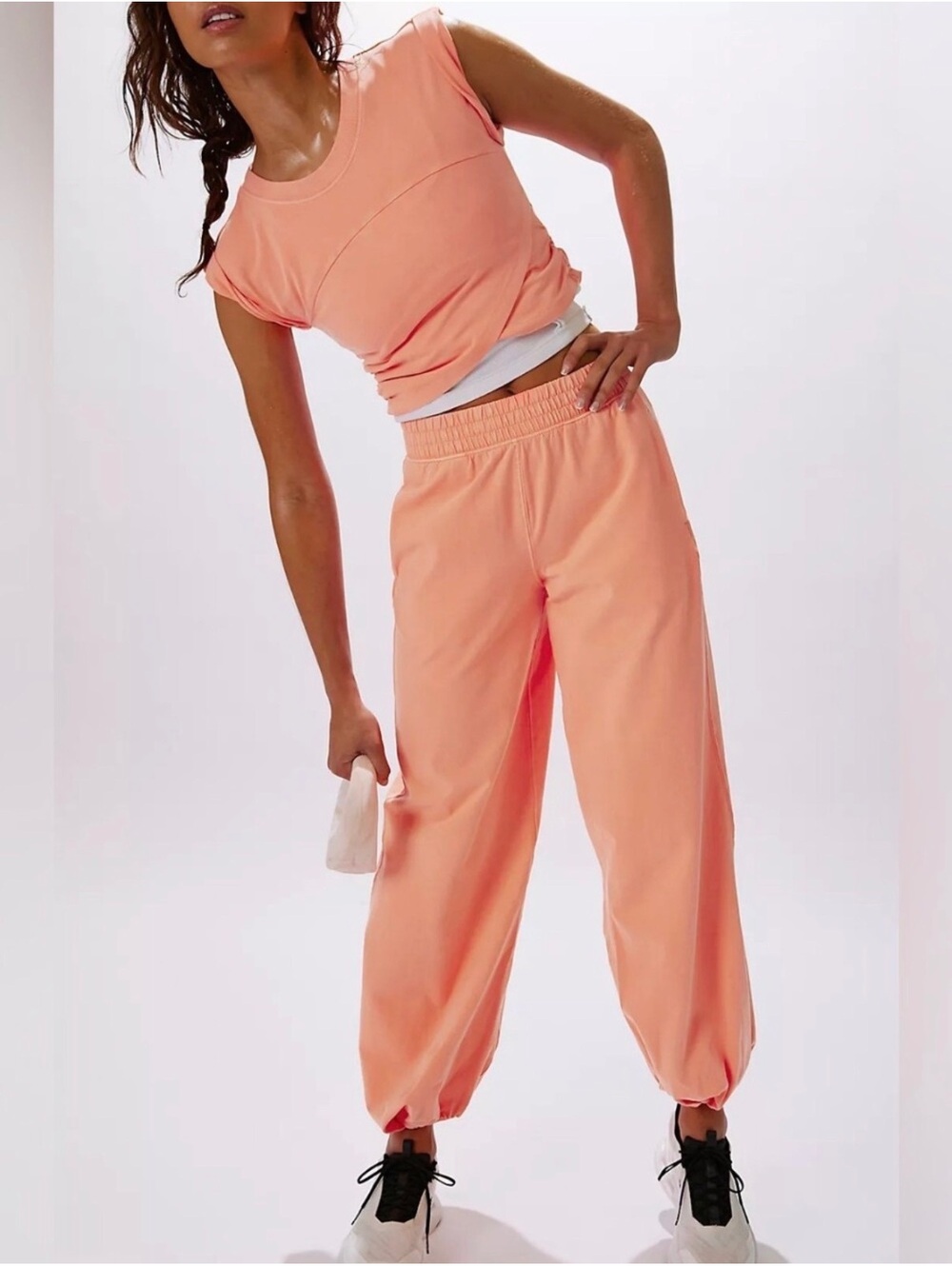 Free People Movement Hot Shot Crossover Relaxed Joggers Size Medium Orange